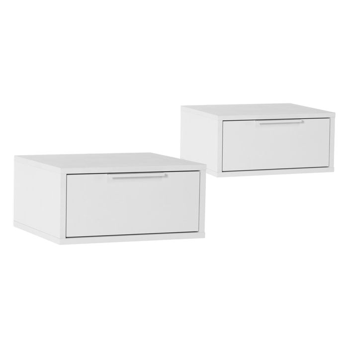 Juego 2 mesitas de noche flotante Auri 1 cajón color Blanco