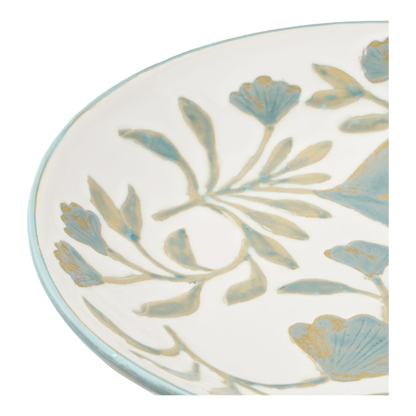 Vassoio decorativo in ceramica bianca con motivi floreali ø35,5 cm