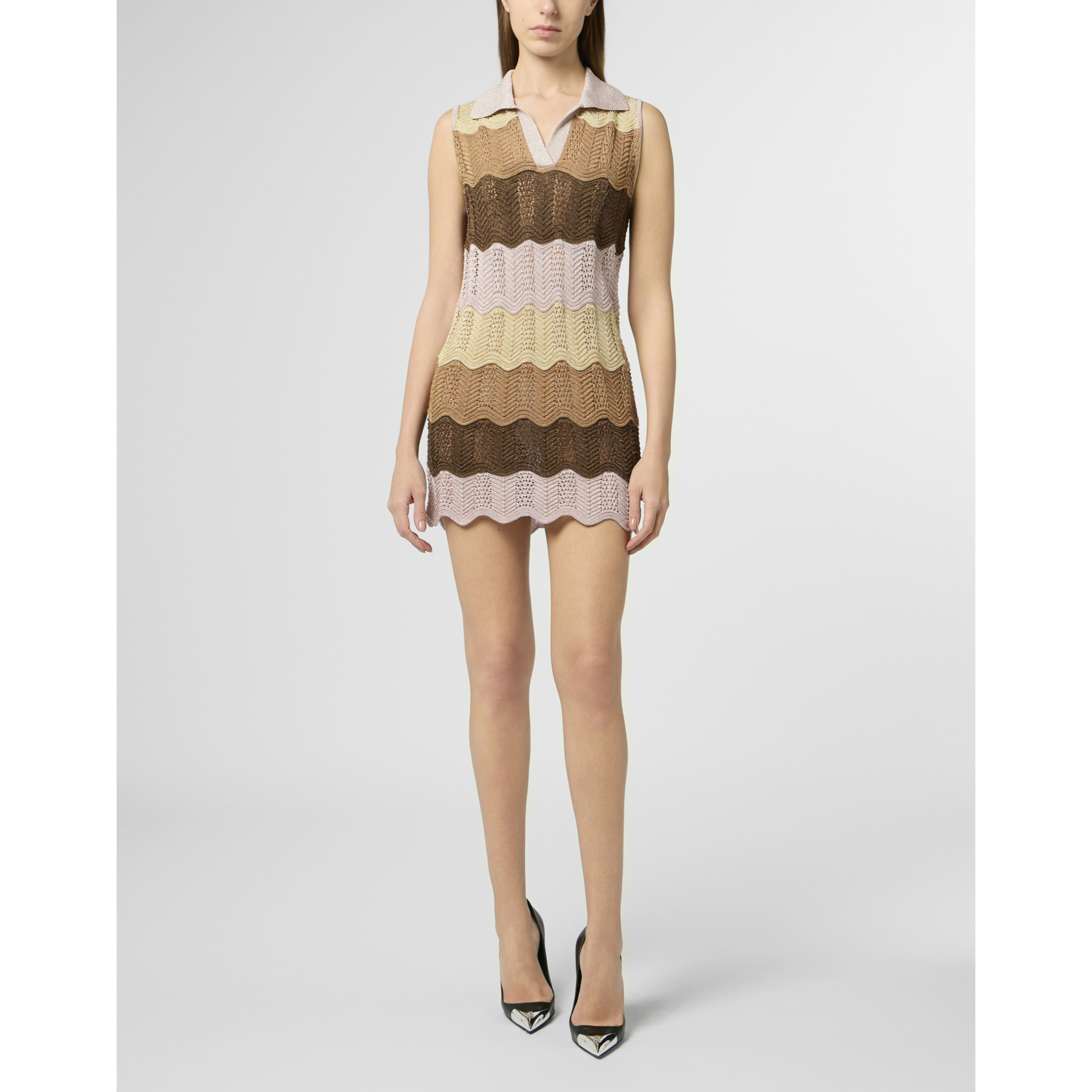 PHILIPP PLEIN Polo Neck Mini Dress Color Wave