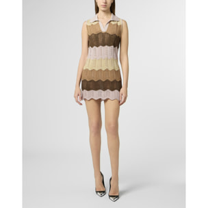PHILIPP PLEIN Polo Neck Mini Dress Color Wave