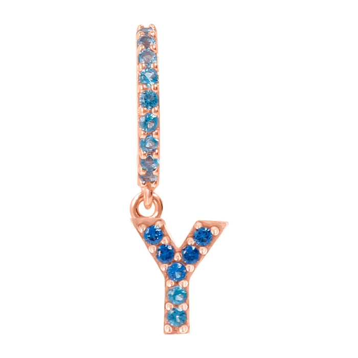 Orecchino Pendente con Lettera Y in Pavé di Cubic Zirconia Rosa