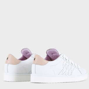 ZAPATO CON CORDONES MUJER P01 DE PIEL BLANCO ROSA POLVO