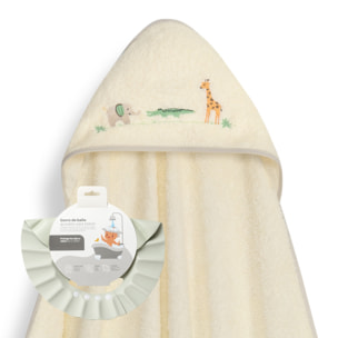 Capa Baño 1X1 Mod Savanna Bordado+ Gorro Beig