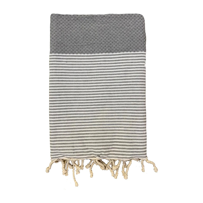 Fouta nid d'abeille traditionnelle Gris 100x200 190g/m² - Mikanda Gris