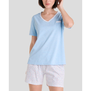 Pijama corto mujer flores suave y veraniego