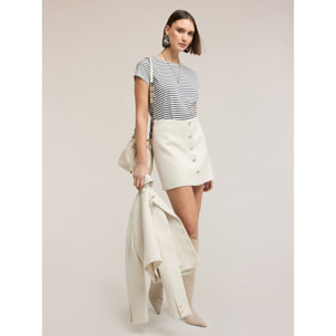 Motivi - T-shirt a righe in jersey di cotone - Blu