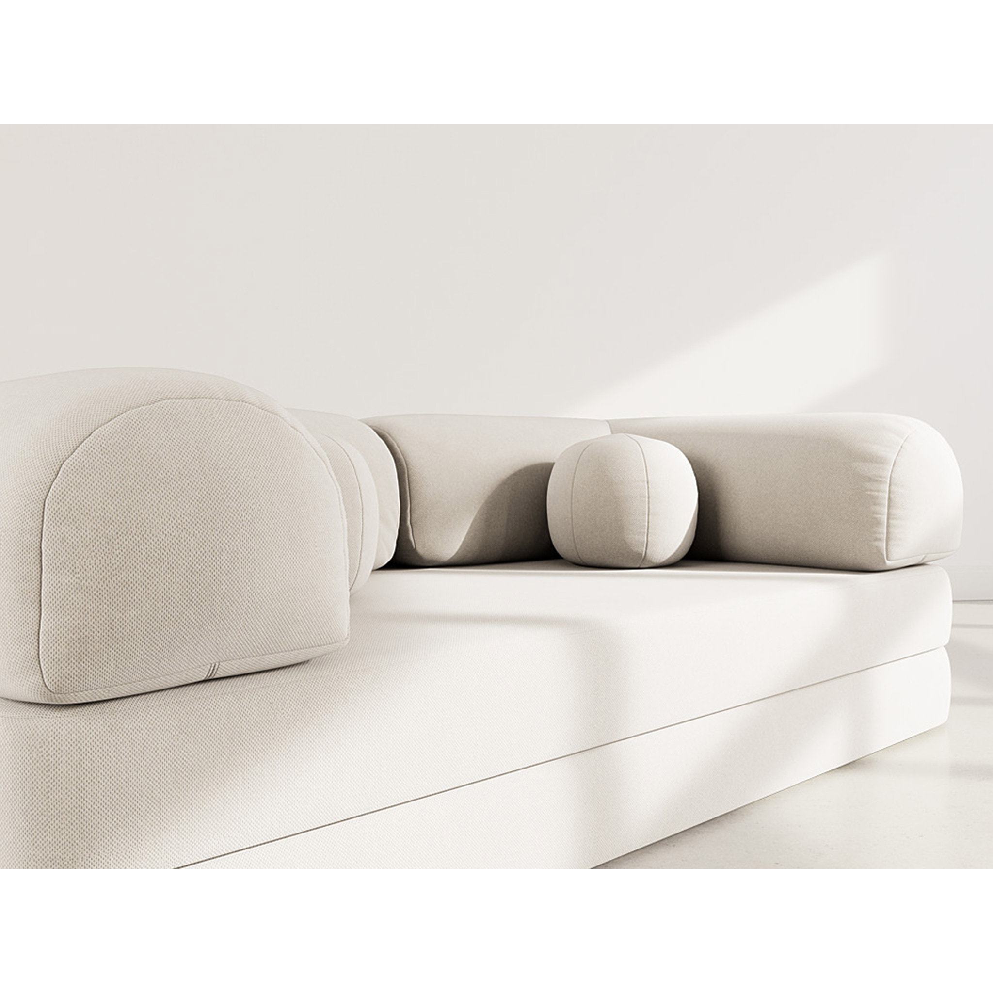 Nebula - Canapé 3 places convertible en velours texturé - Beige