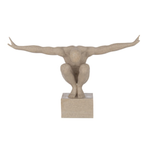 J-Line décoration Athlète Sur Socle -  marbre/polyrésine - beige - large