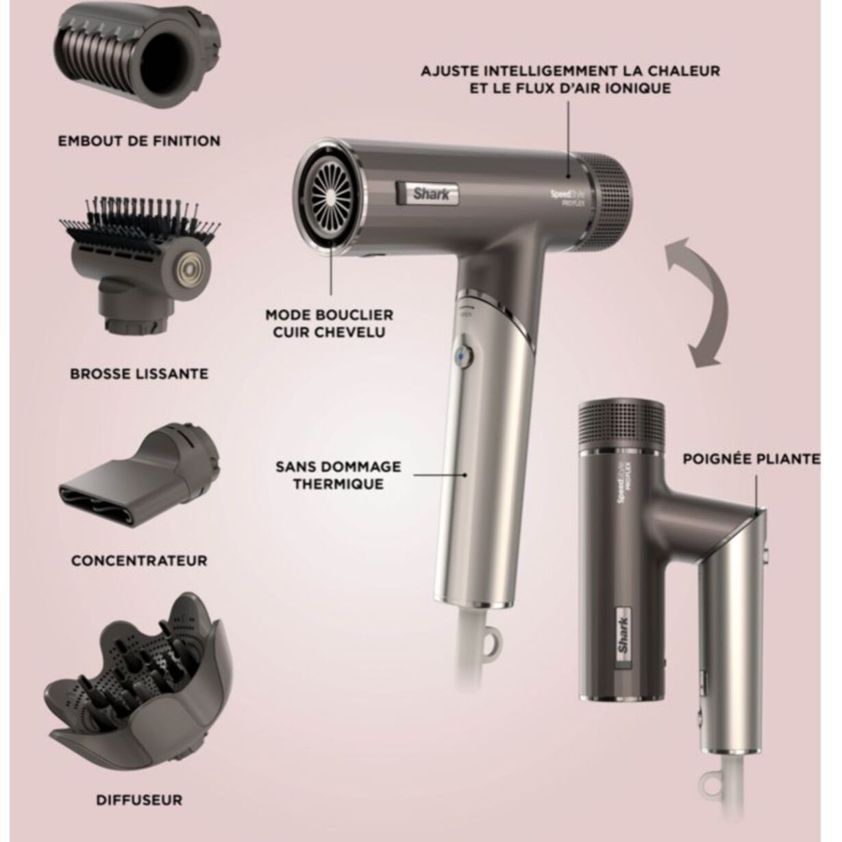 Sèche cheveux SHARK SpeedStyle Pro HD542EU FLEX 4-en-1