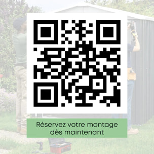 Abri de jardin métal taupe 1,04 m² + kit d'ancrage