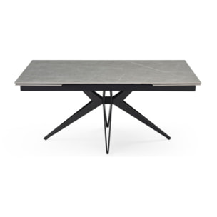Table extensible céramique gris laqué 180/260cm - 8 piètements - UNIK