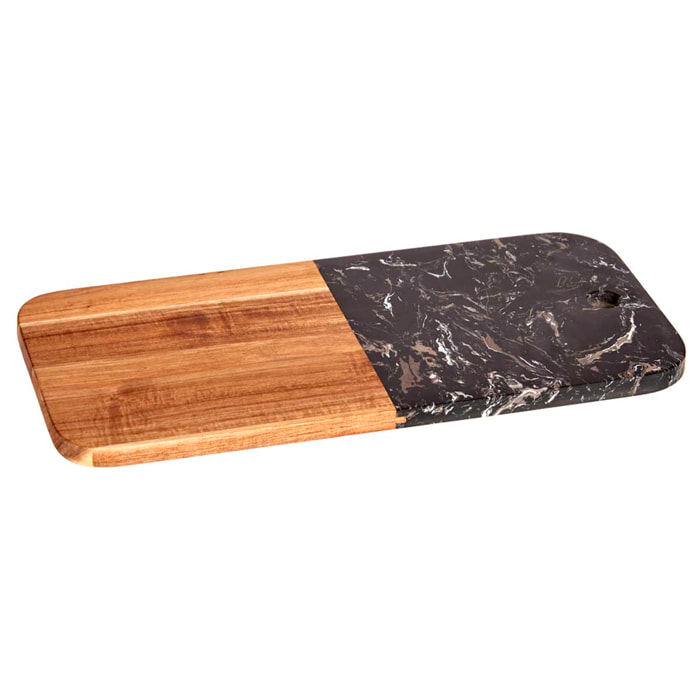 TABLA CORTAR MADERA Y MARMOL NEGRO 38CM