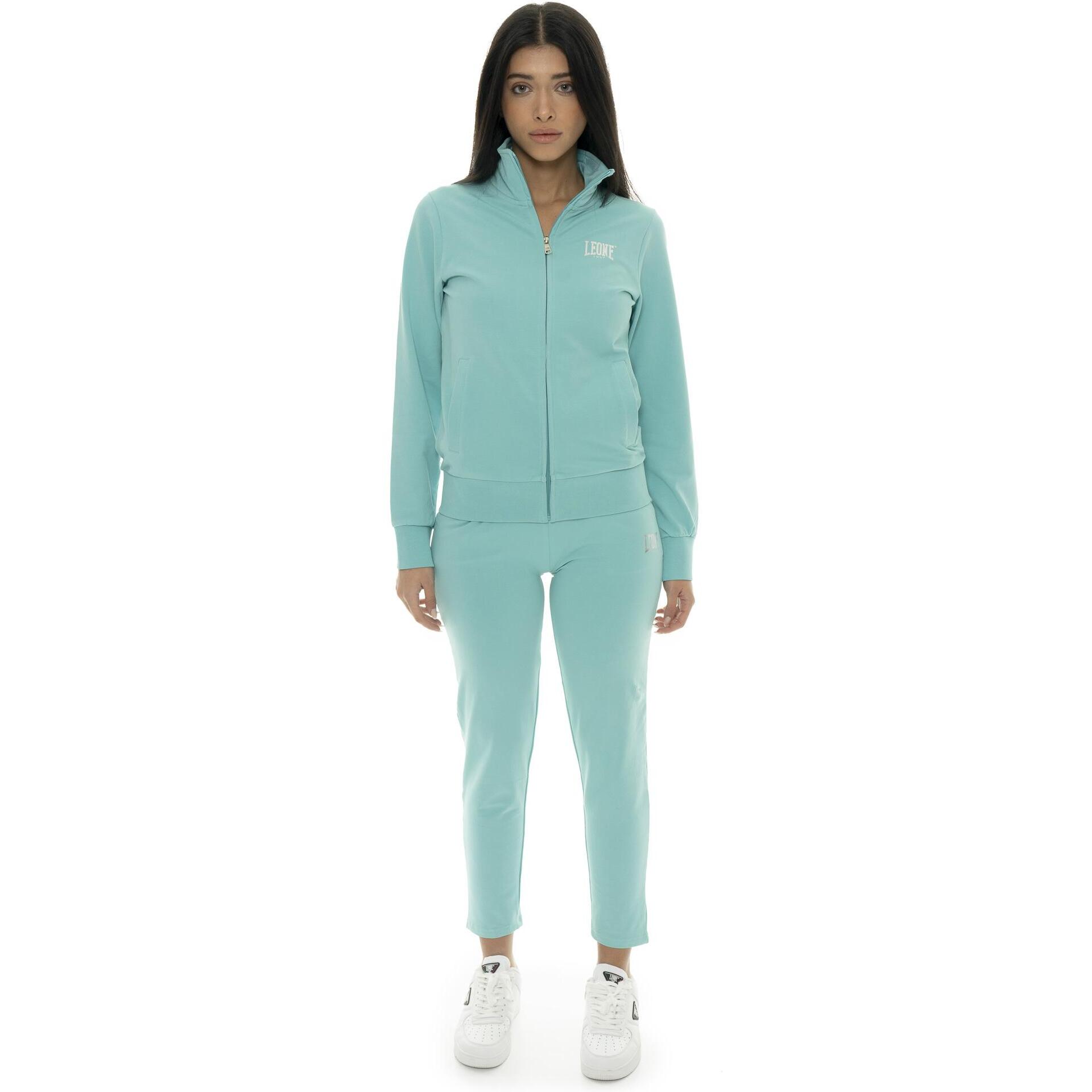 Chándal de mujer de algodón sin forro polar con cuello y cremallera Leone Summer Bright