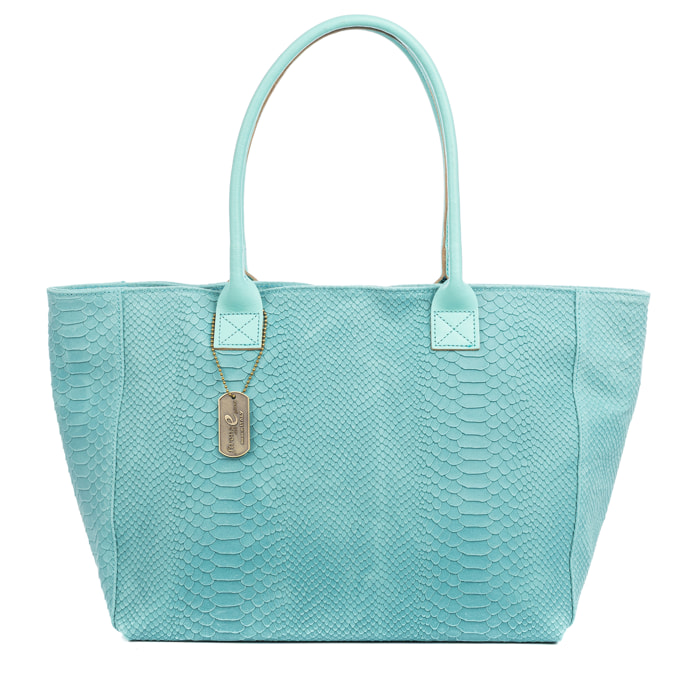 Avola borsa a spalla donna. Vera pelle scamosciata impresso serpente.