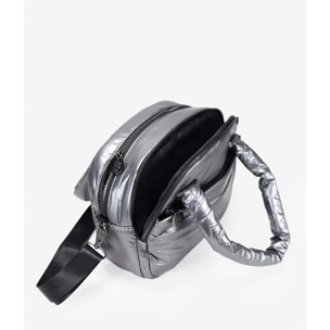 Bolso plomo acolchado con doble cremallera