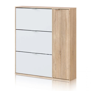 Zapatero Eris 4 Puertas Blanco Artik (Blanco Mate) - Roble Canadian