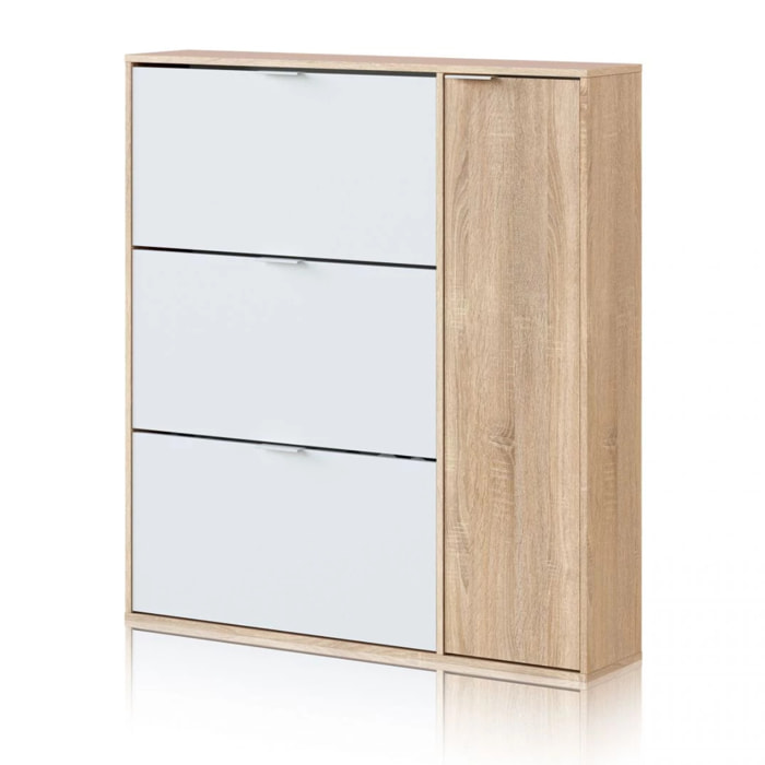 Zapatero Eris 4 Puertas Blanco Artik (Blanco Mate) - Roble Canadian