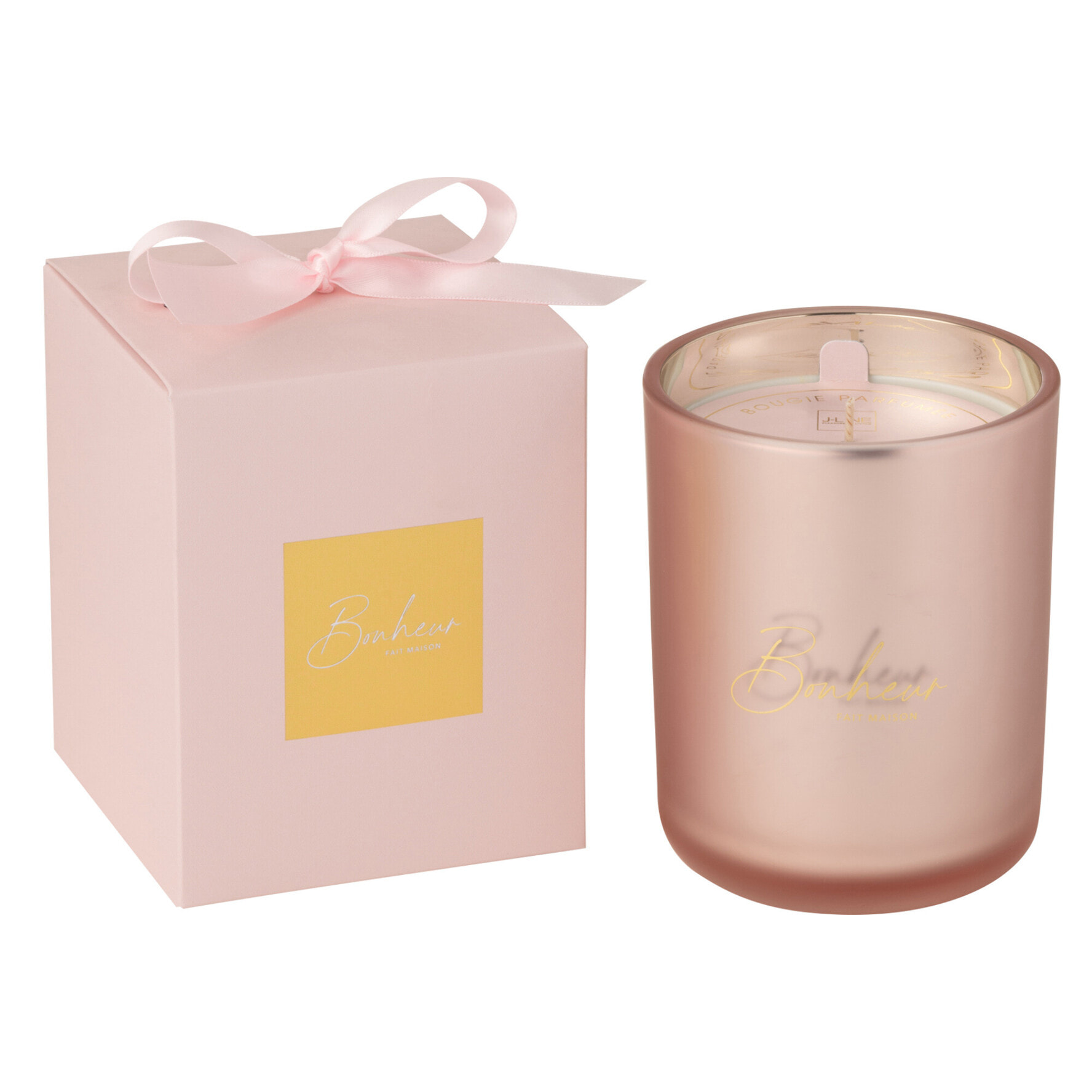 J-Line bougie parfumée Bonheur - rose - large - 65H