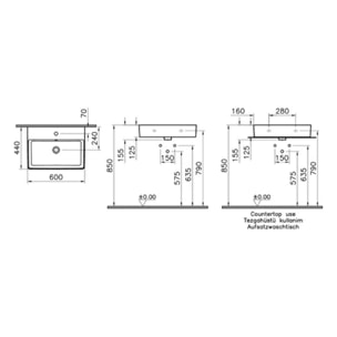 Lavabo VITRA Nuo 60 cm avec trop-plein