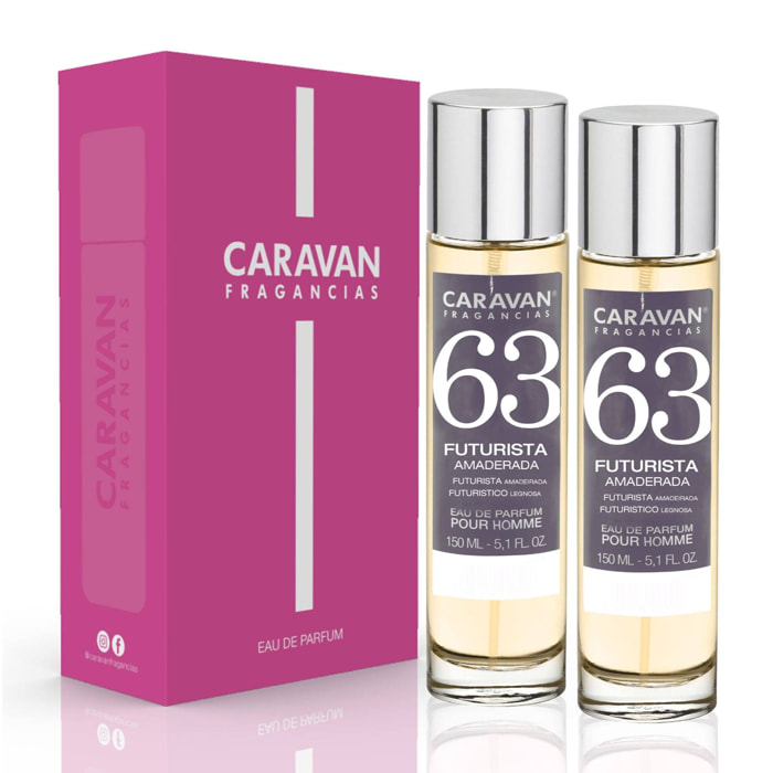Caravan fragancias - caja de regalo con 2 perfumes nº63 de 150 ml, para hombre