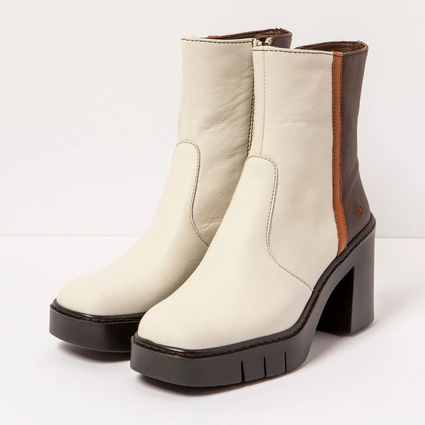 Botines con tacón 1974 NAPPA CREAM-BROWN/BERNA color Cream-brown