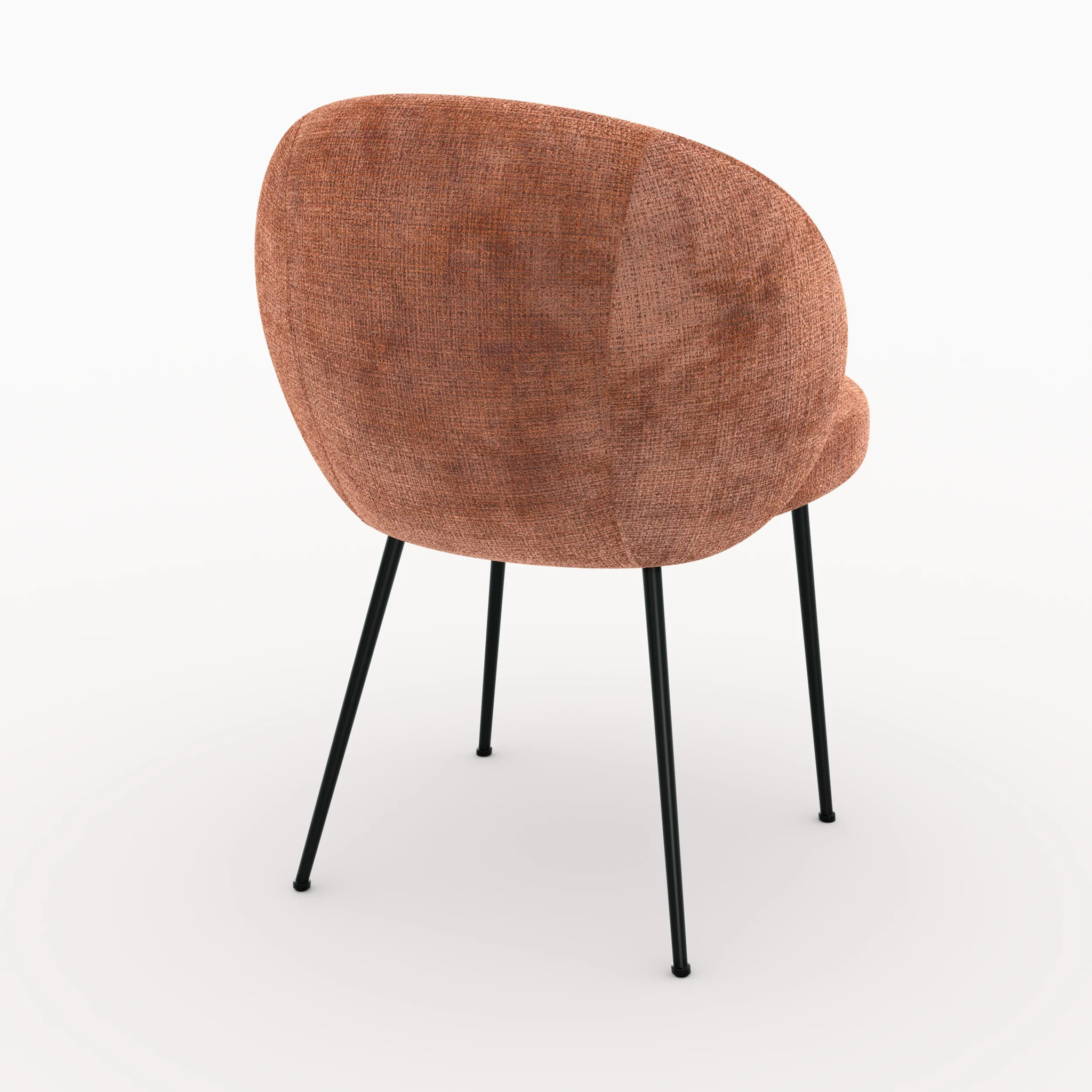 Chaise en velours chenillé terracotta et métal noir - Bloomy