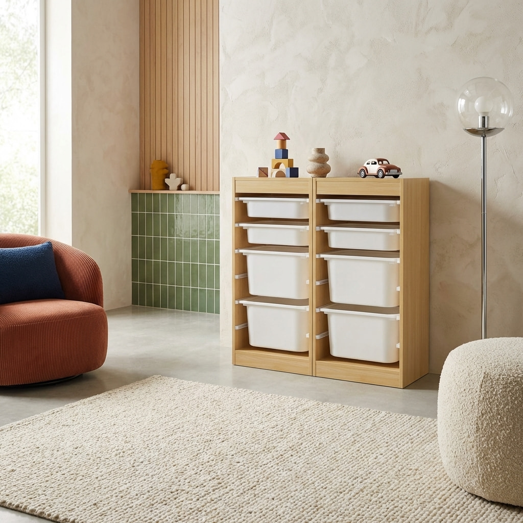 Meuble de rangement enfant 4 bacs de rangement (lot de 2) SORA X2