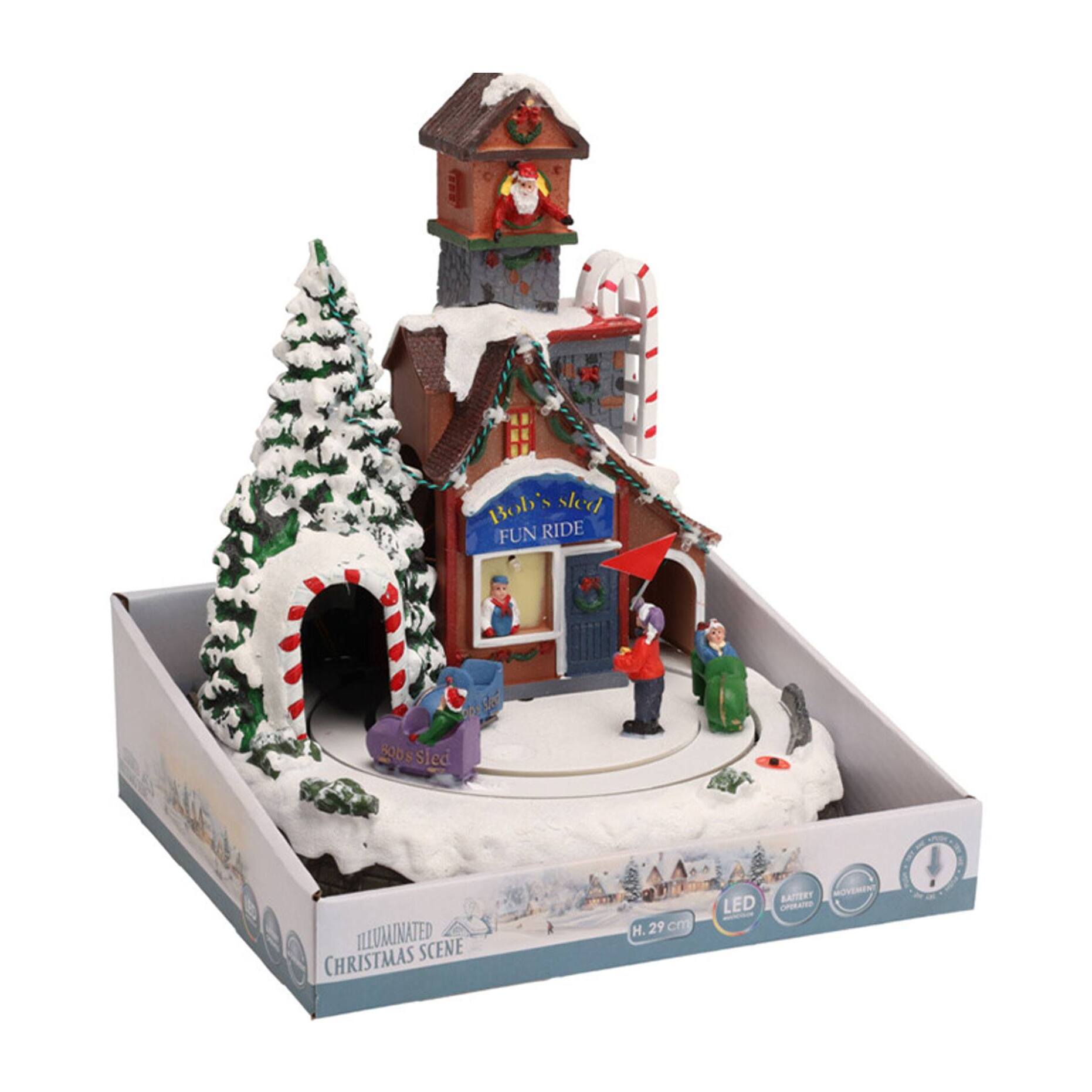 Escena de navidad decorativa con movimiento y 10 led - 2 diseños (surtido)