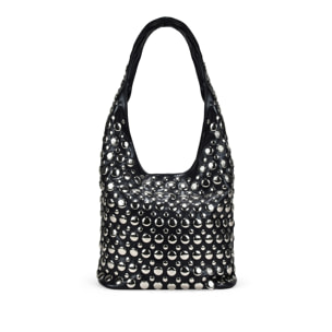 Bolso de hombro negro con tachas metálicas