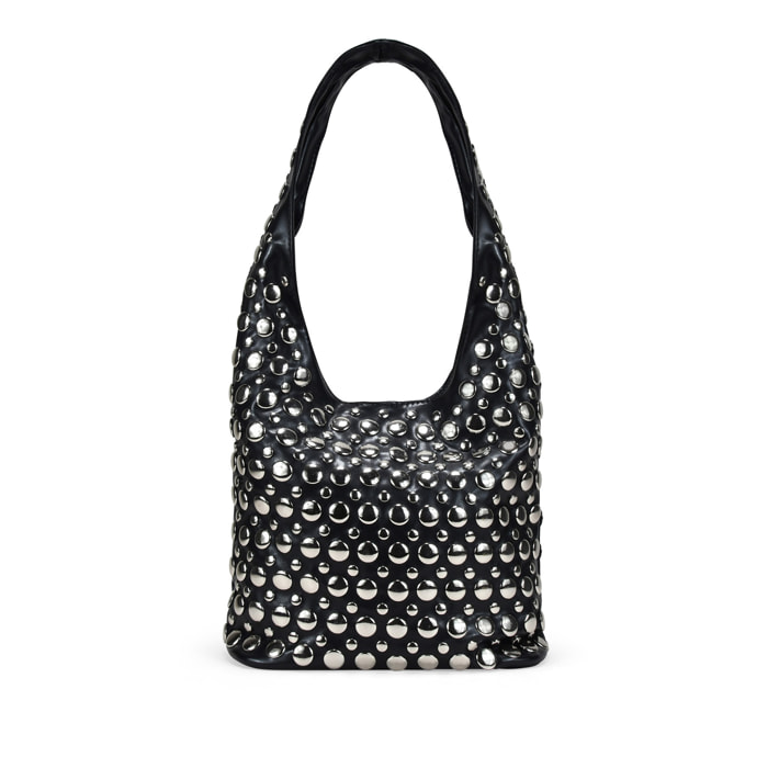 Bolso de hombro negro con tachas metálicas