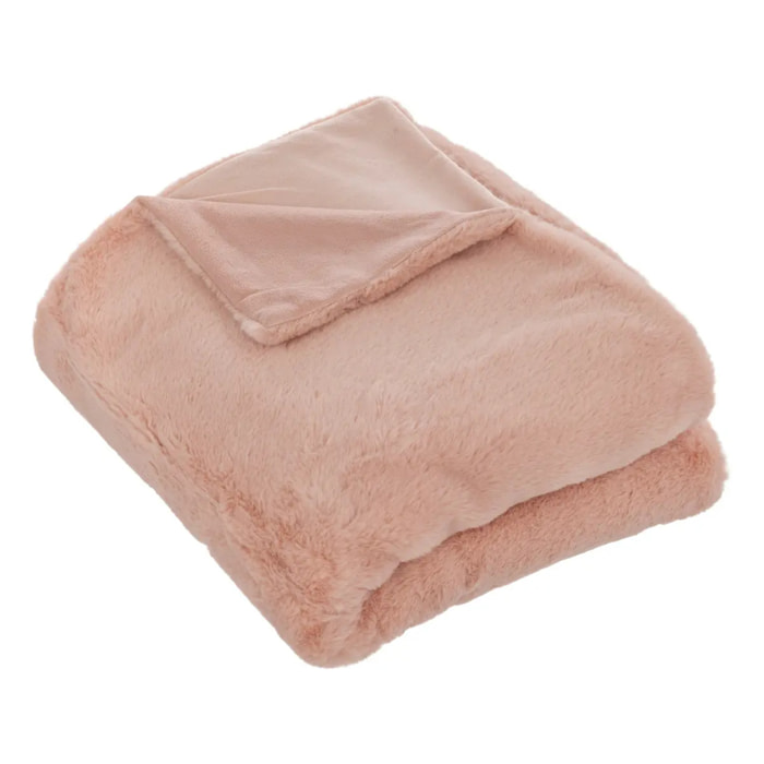 Plaid effet fourrure rose 125X150cm