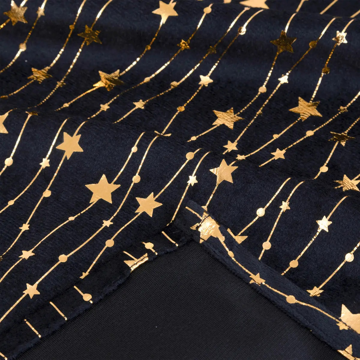 Nappe velours motif étoiles 140x360cm noir