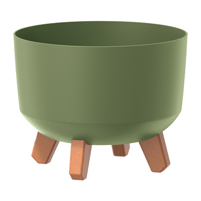 Macetero color verde tierra,sin depósito , colección gracia de 29cm x 29cm x 22cm cm, capacidad de 9,8 l.