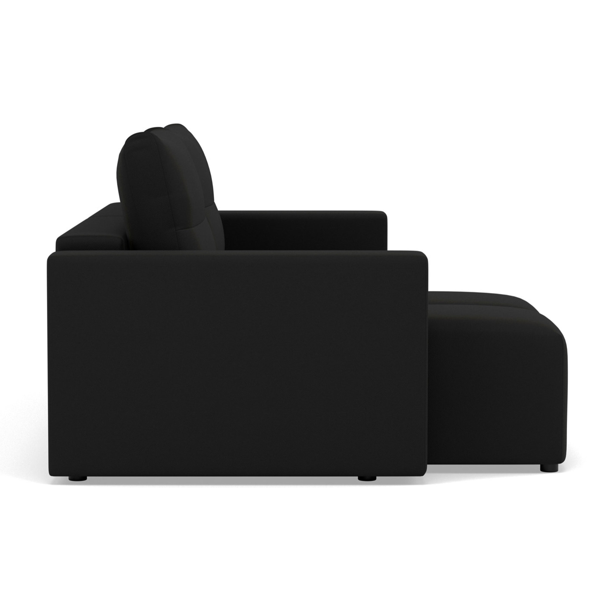 Daryl - canapé d'angle réversible 4 places convertible avec coffre en tissu texturé - Noir