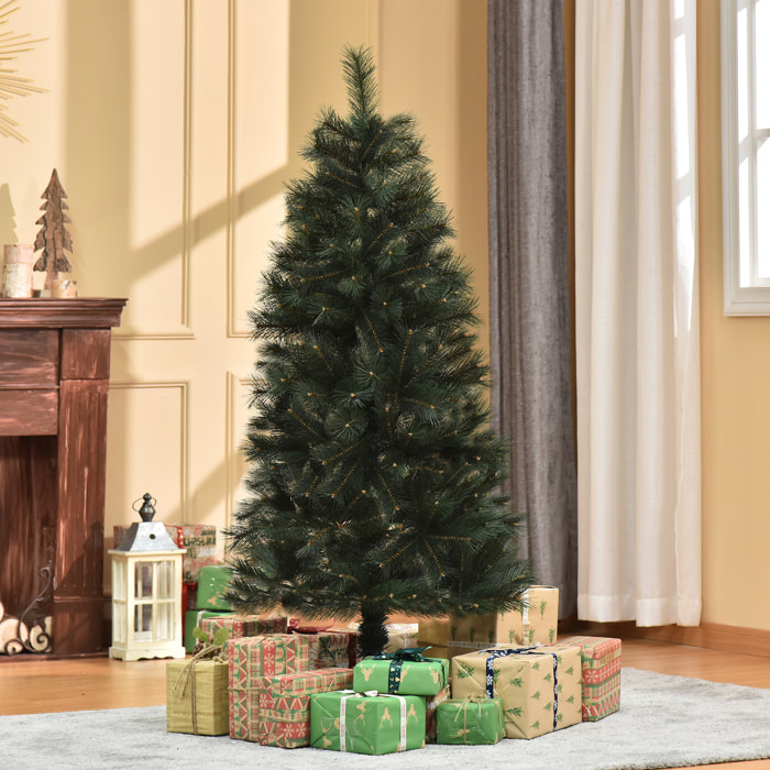HOMCOM árbol de Navidad 150 cm Artificial con 219 Agujas de Pino de PVC Ignífugo Base Plegable y Soporte de Acero Montaje Rápido Decoración Navideña para Interiores Verde