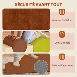 Parcours motricité bébé modulable 5 pièces zippées déhoussables velours multicolore