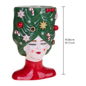 Cachepot regina del Natale - Pezzi 1 - 17,5xH28x16,5cm - Bianchi Dino SpA