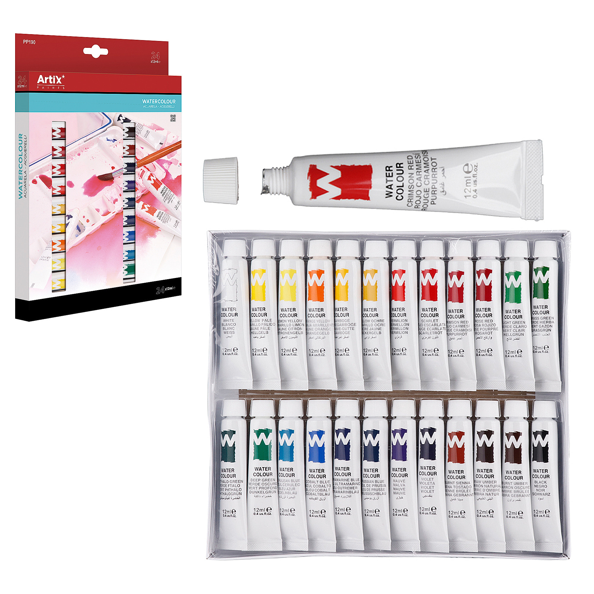 PINTURA ACUARELA 24 TUBOS x 12 ml