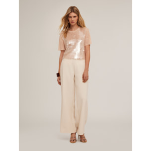 Motivi - Camiseta de tul con maxi lentejuelas - Rosa