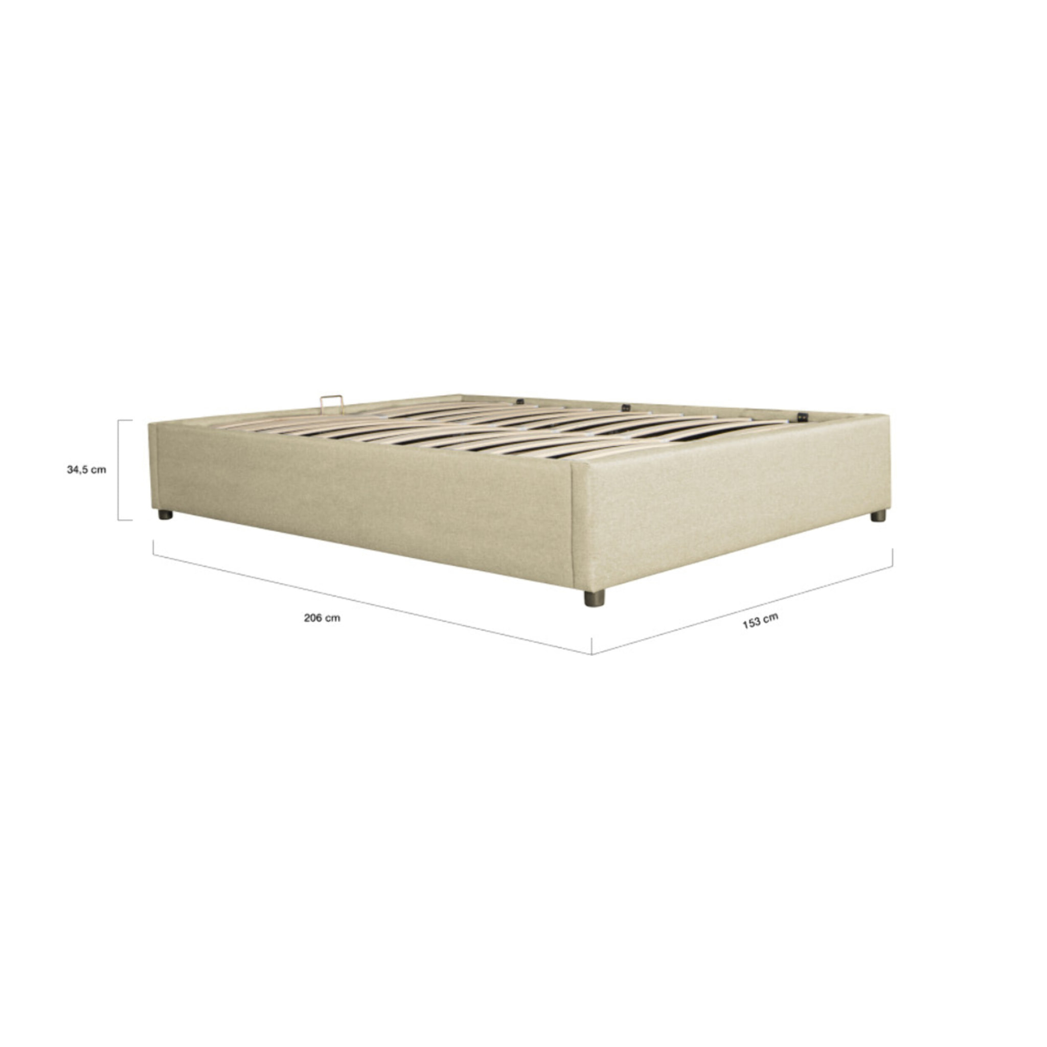 Lit coffre avec sommier Otto - Beige - Tissu