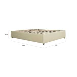 Lit coffre avec sommier Otto - Beige - Tissu