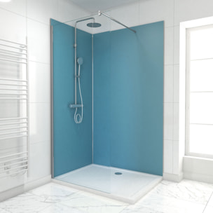 Pack de 2 Panneaux Muraux Aluminium BLEU 90+120x210 cm avec Profilés ANODISE BRILLANT - WALL'IT