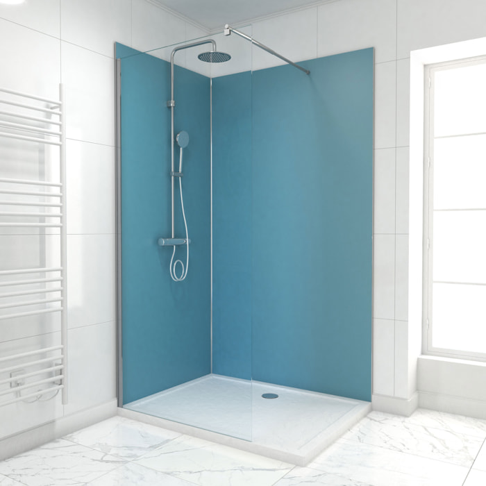 Pack de 2 Panneaux Muraux Aluminium BLEU 90+120x210 cm avec Profilés ANODISE BRILLANT - WALL'IT