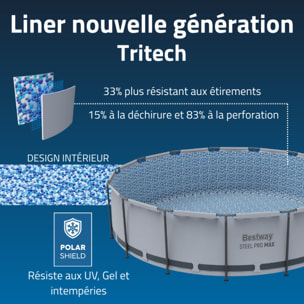 Bestway Piscine hors sol tubulaire ronde Bestway Steel Pro Max 366 x 100 cm gris clair sans accessoires