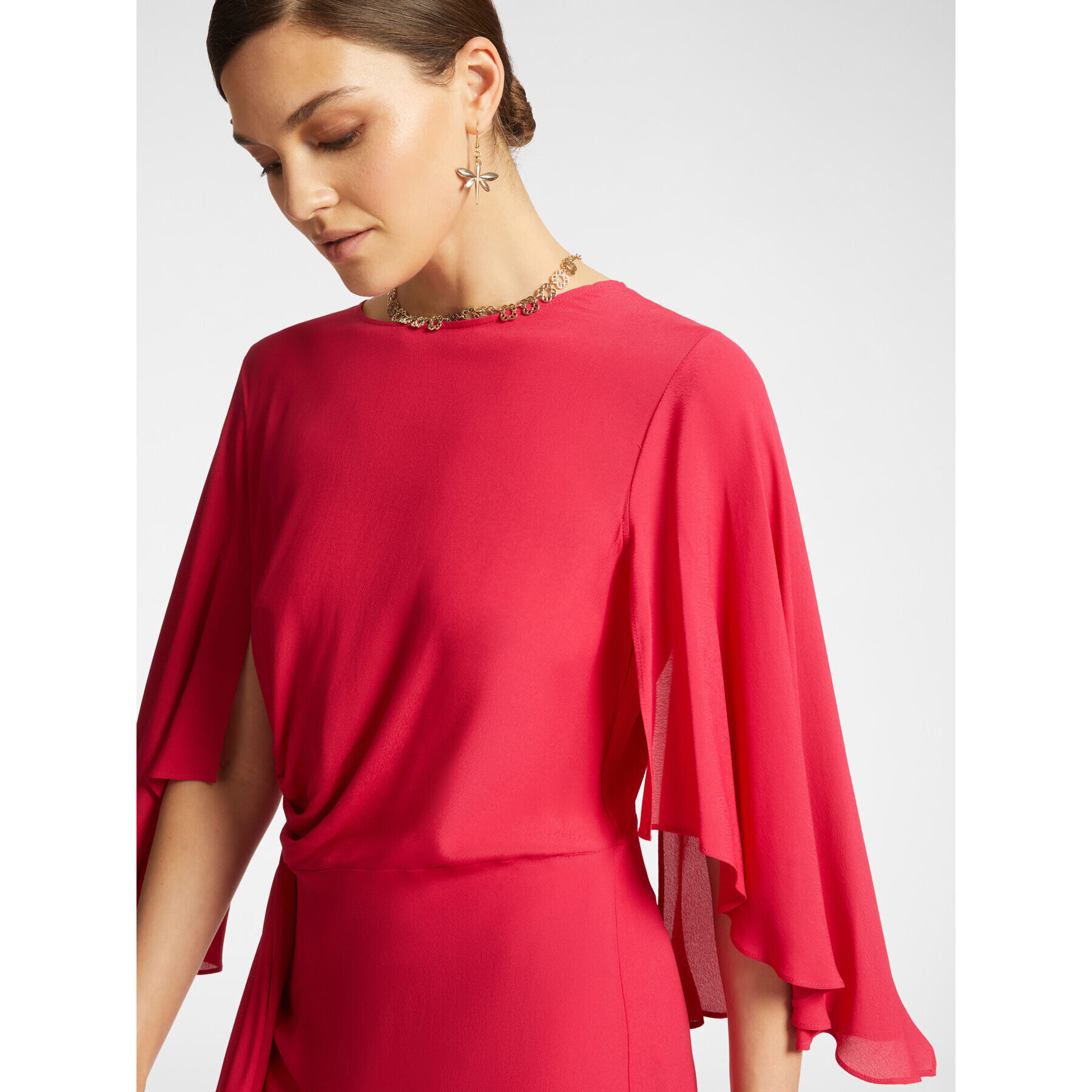 Elena Mirò - Vestido elegante con drapeados - Rojo