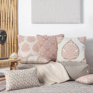 2 Fundas de cojín de algodón BLUE LEAF C 50x50 cm . Disponible en varios colores.