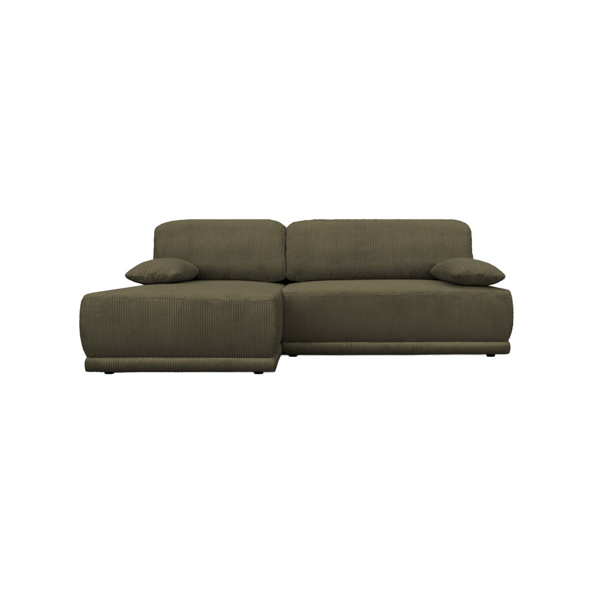 Banquette canapé d'angle gauche convertible 3 places velours côtelé avec coffre NELSON