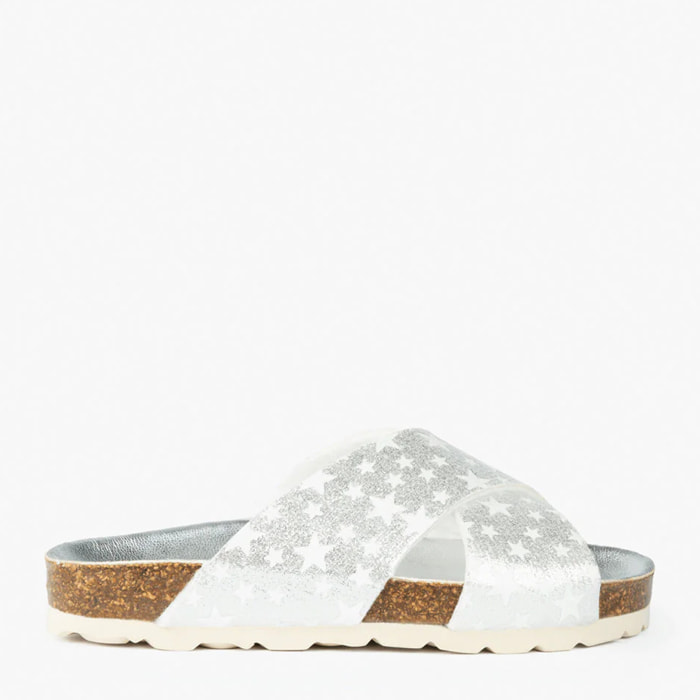 Sandalias de Niña Bio Plata Estrellas