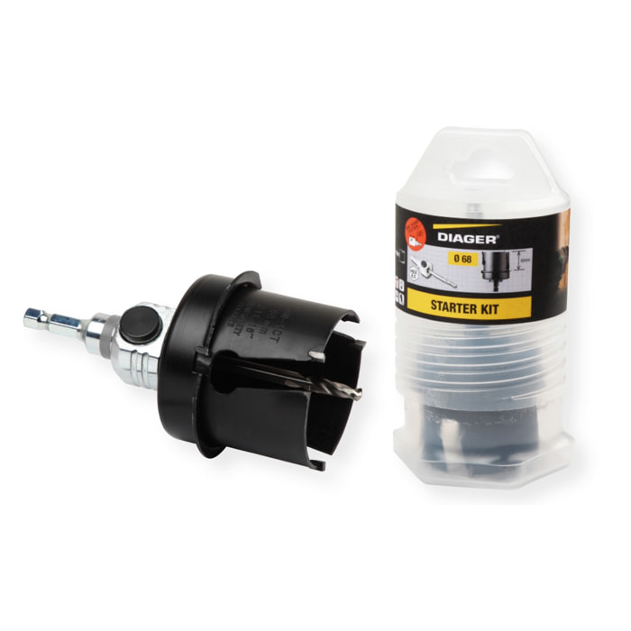 Starter kit scies trépan carbures - ø68mm avec pilote - multi-matériaux - DIAGER - 3000A