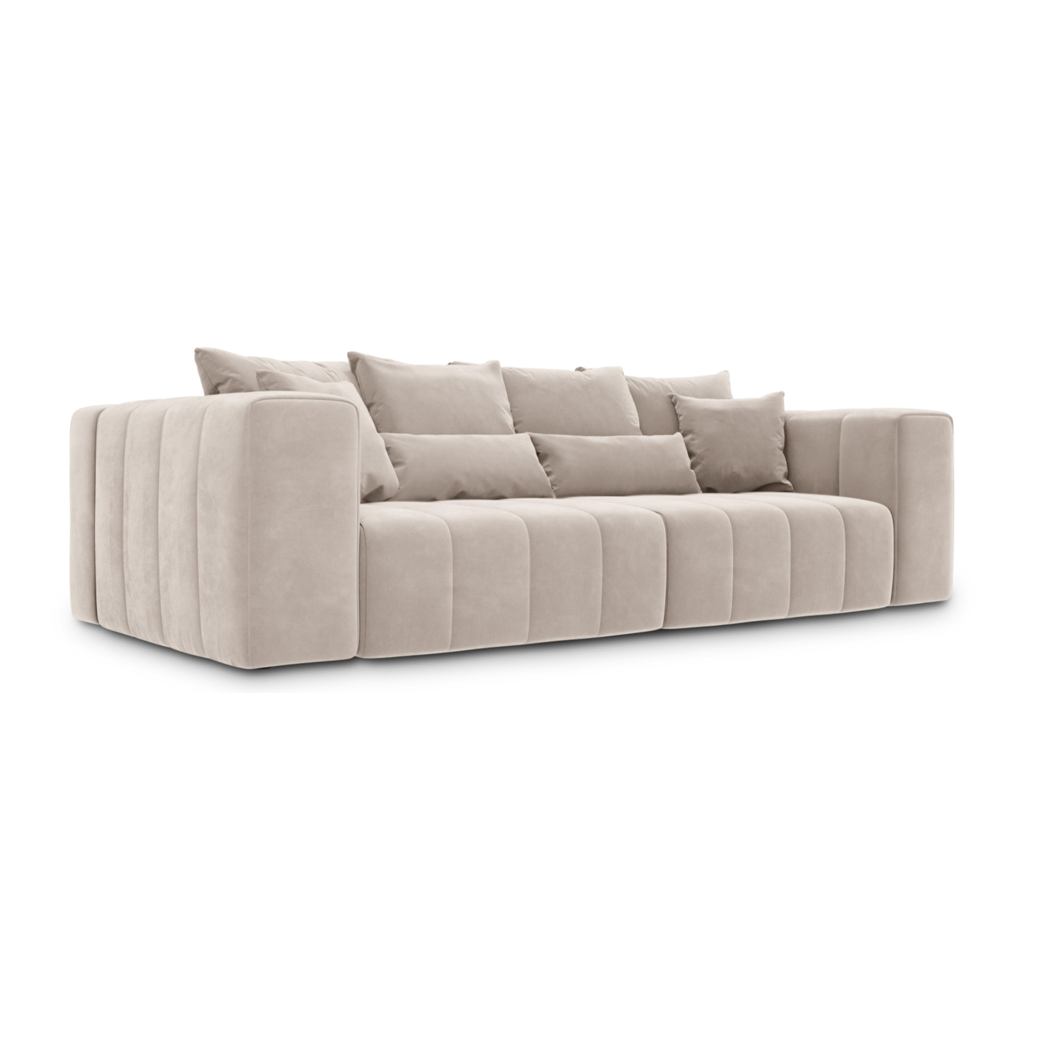 Canapé modulable "Marcel" 4 places en velours beige